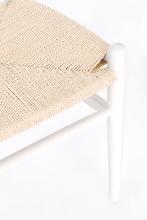 Silla Comedor Cuerda Madera Olmo Blanco, 49 Cm