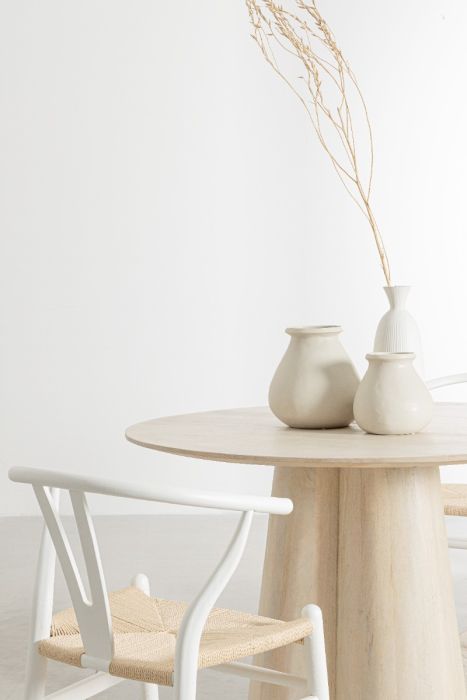 Silla Comedor Cuerda Madera Olmo Blanco, 49 Cm