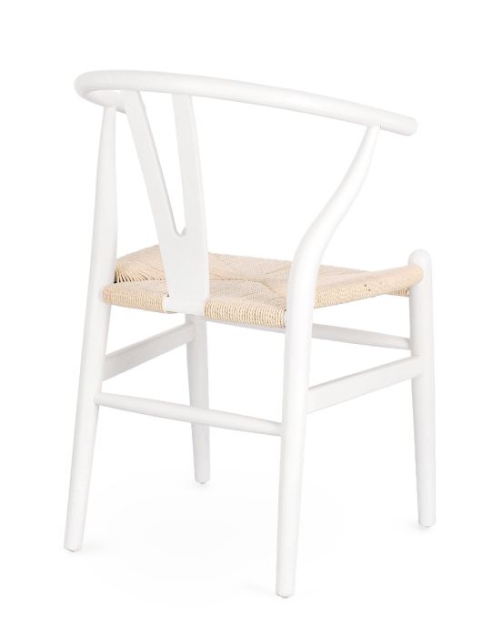 Silla Comedor Cuerda Madera Olmo Blanco, 49 Cm