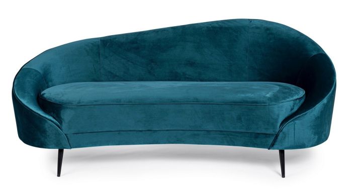 Sofá de Diseño 2 Plazas Seraphin Tejido Efecto Terciopelo Azul, 183 Cm