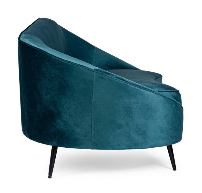 Sofá de Diseño 2 Plazas Tejido Efecto Terciopelo Azul, 183 Cm