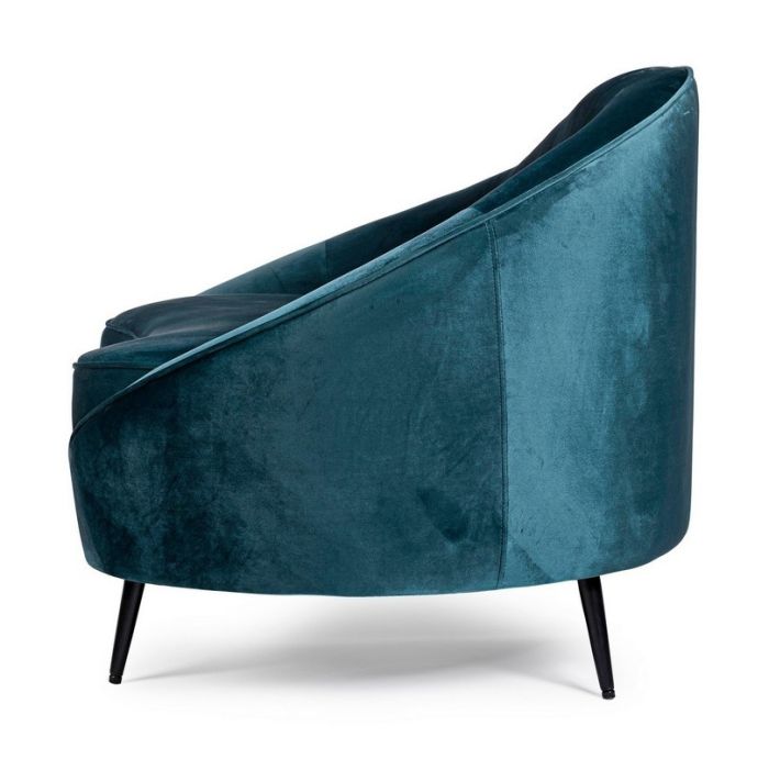 Sofá de Diseño 2 Plazas Tejido Efecto Terciopelo Azul, 183 Cm
