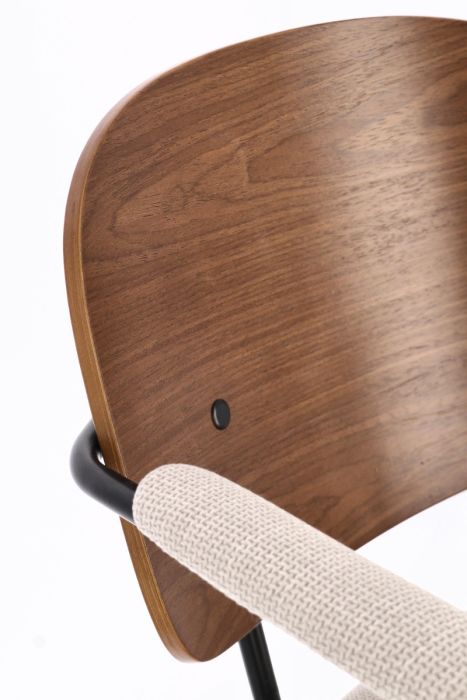 Silla Comedor Álamo Natural Tapizado Beige Acero, 57 Cm