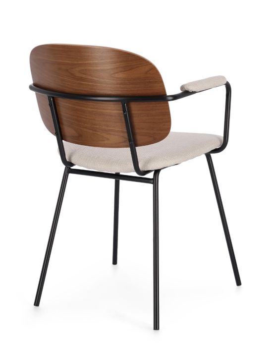 Silla Comedor Álamo Natural Tapizado Beige Acero, 57 Cm