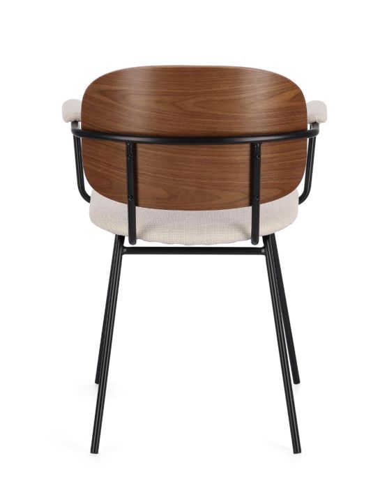 Silla Comedor Álamo Natural Tapizado Beige Acero, 57 Cm