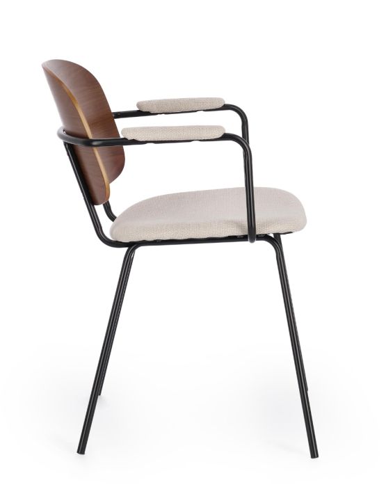 Silla Comedor Álamo Natural Tapizado Beige Acero, 57 Cm