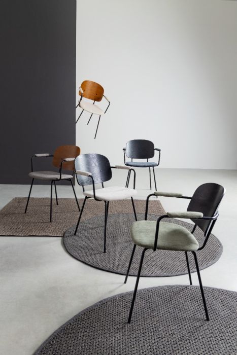 Silla Comedor Álamo Negro Tapizado Verde Acero, 57 Cm