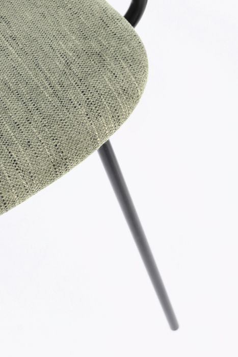 Silla Comedor Álamo Negro Tapizado Verde Acero, 57 Cm