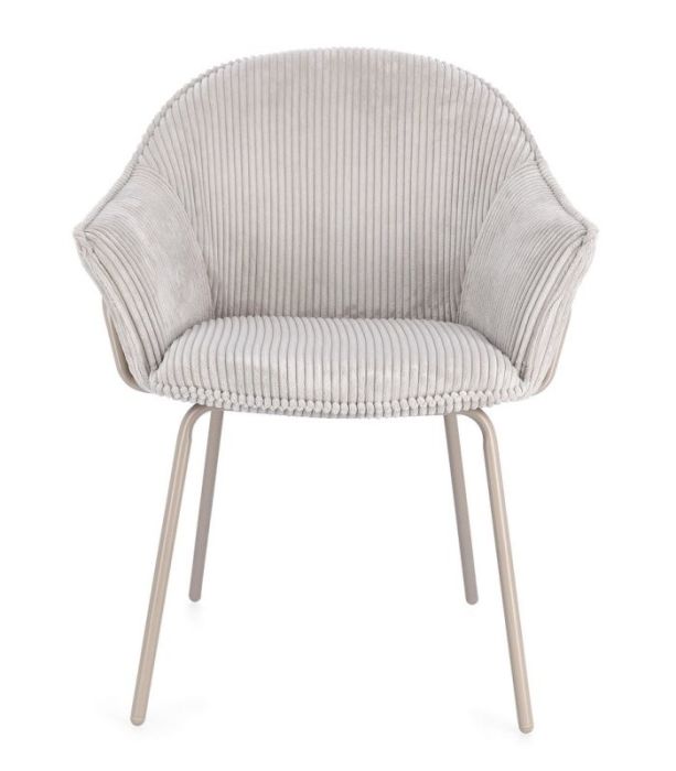 Silla Terciopelo Gris Claro Acero, 66 Cm