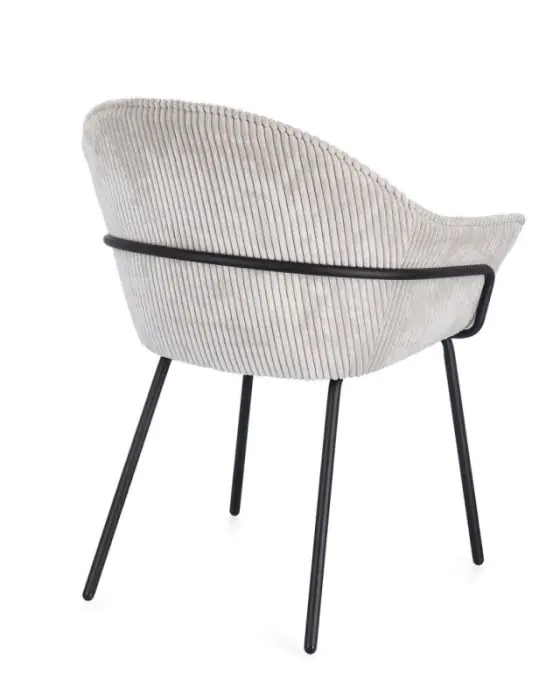 Silla Terciopelo Gris Claro Acero Negro, 66 Cm