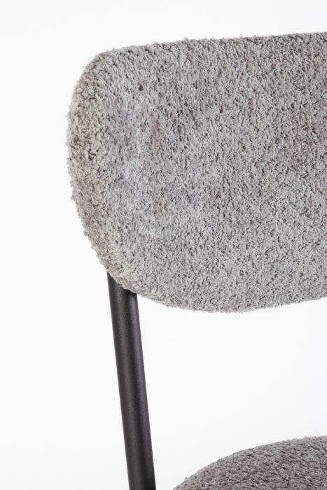 Silla Tejido Bouclé Gris Claro Acero, 47 Cm