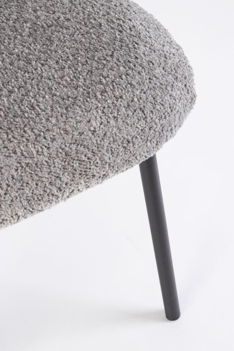 Silla Tejido Bouclé Gris Claro Acero, 47 Cm