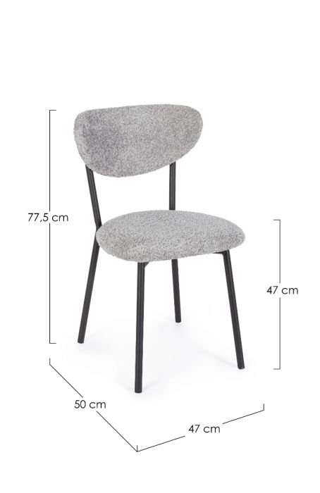 Silla Tejido Bouclé Gris Claro Acero, 47 Cm