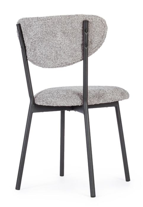 Silla Tejido Bouclé Gris Claro Acero, 47 Cm
