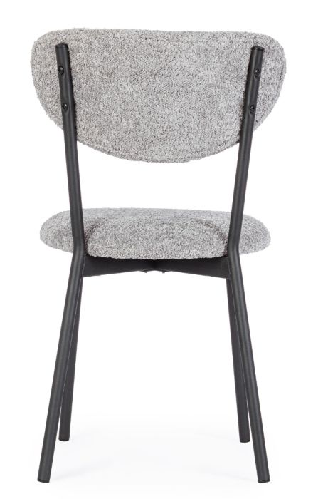 Silla Tejido Bouclé Gris Claro Acero, 47 Cm