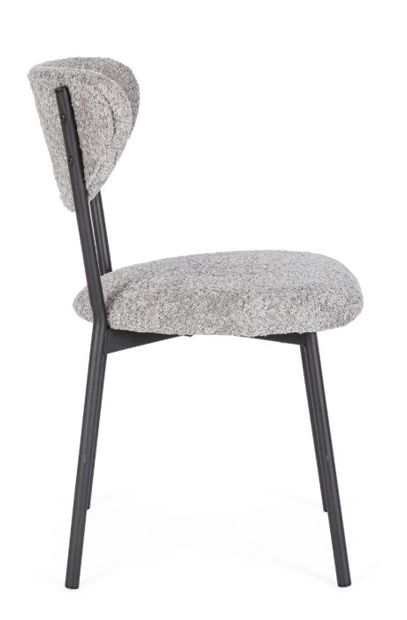 Silla Tejido Bouclé Gris Claro Acero, 47 Cm