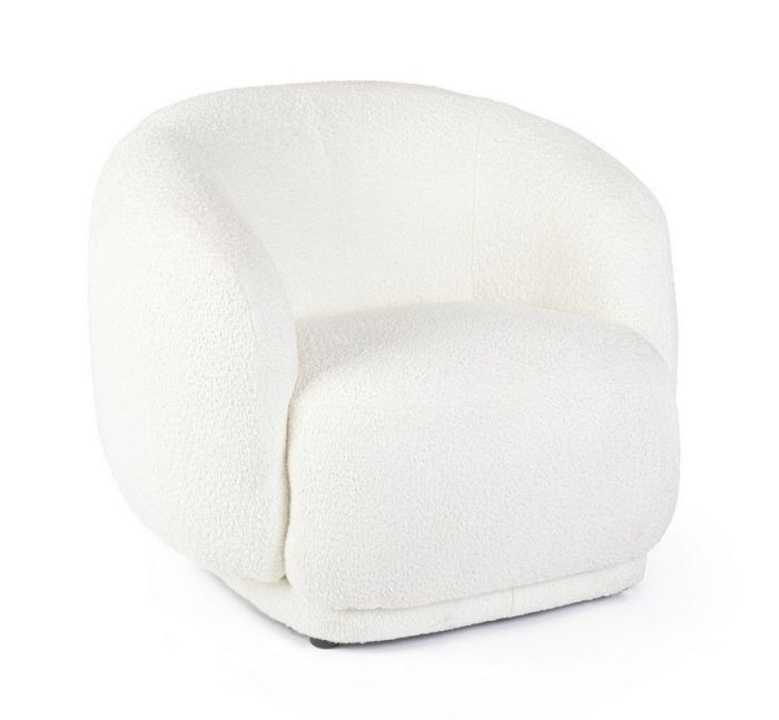 Sillón Tecla Tejido Efecto Bouclé Madera, 93 Cm
