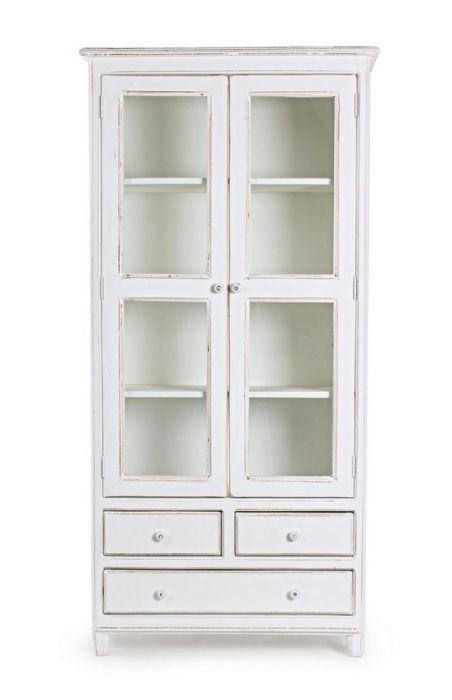 Vitrina Rústica Colette Estilo Vintage Blanco, 90 Cm