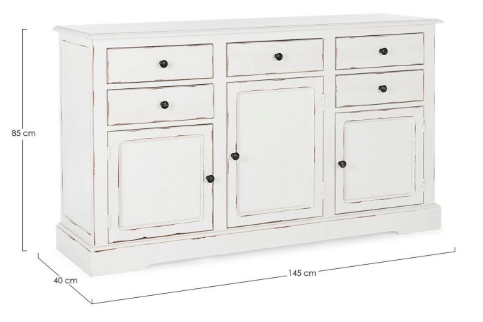 Aparador Madera Mango Blanco Hierro Negro, 145 Cm