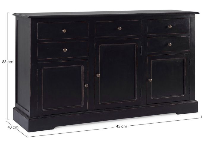 Aparador Madera Mango Negro Hierro Dorado, 145 Cm