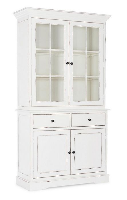 Vitrina Provenzal Jefferson Estilo Vintage Madera Mango Blanco, 111'4 Cm