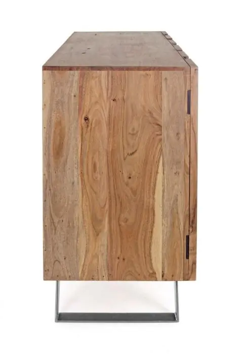 Aparador 3 Puertas Madera Acacia Metal, 145 Cm