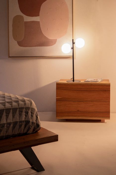 Mesita Noche Aron 2 Cajones Madera Natural, 45 Cm