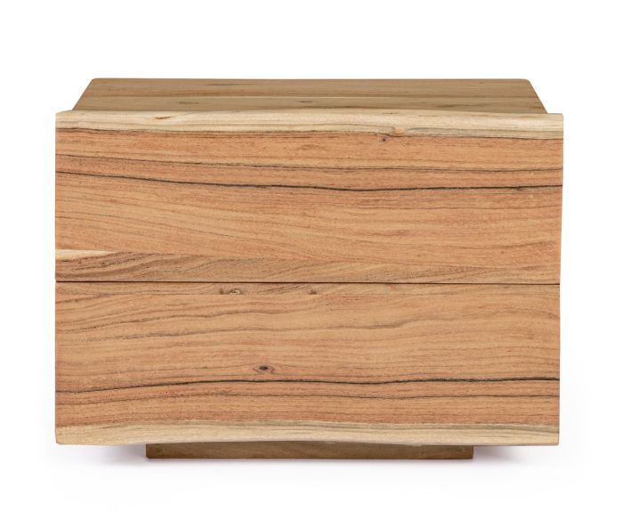 Mesita Noche Aron 2 Cajones Madera Natural, 45 Cm