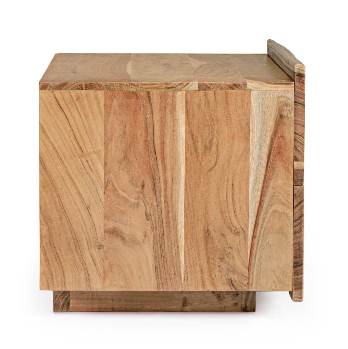 Mesita Noche Aron 2 Cajones Madera Natural, 45 Cm