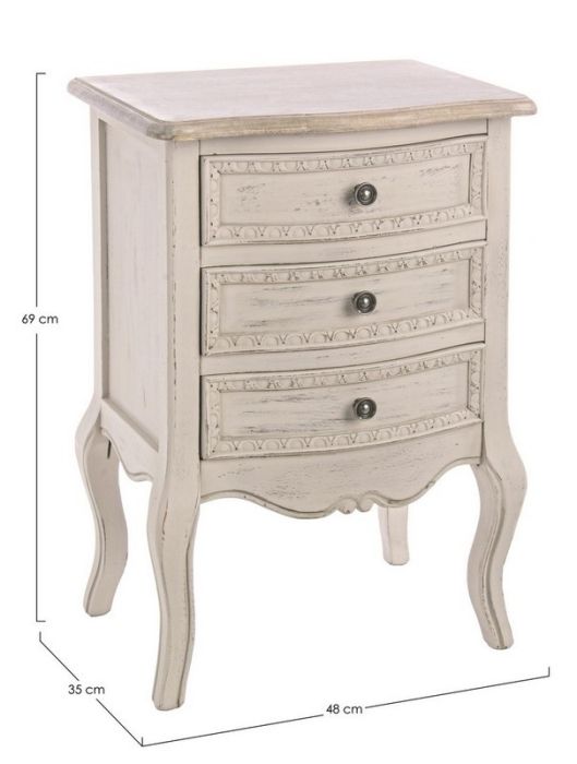 Mesita Noche Madera Paulownia Beige Acero, 48 Cm