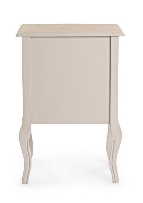Mesita Noche Madera Paulownia Beige Acero, 48 Cm