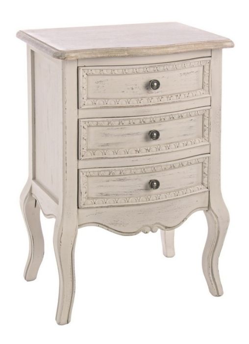 Mesita Noche Clarisse Estilo Vintage Madera Paulownia Beige Acero, 48 Cm