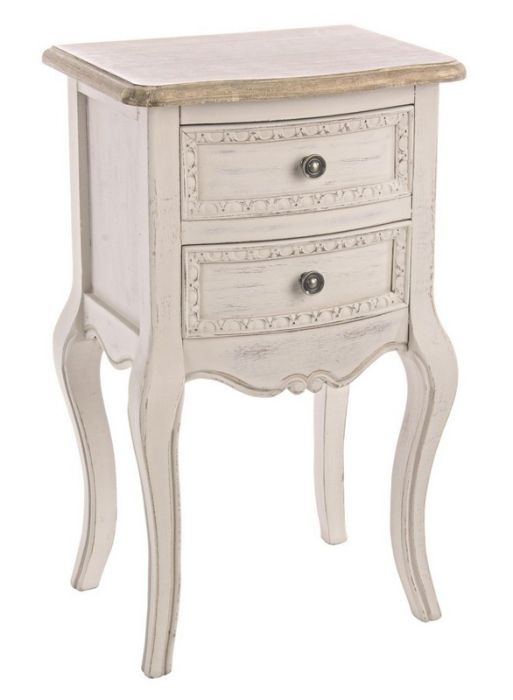Mesita de Noche Beige Estilo Vintage Diseño Clásico Madera Paulownia Acero, 40 Cm