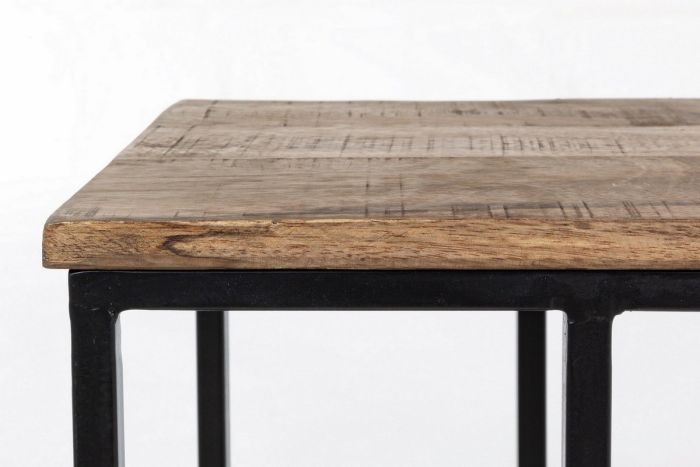 Mesa Auxiliar Repisa Madera Mango Acero, 46 Cm