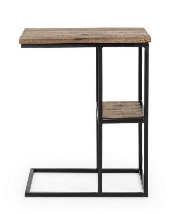 Mesa Auxiliar Repisa Walton Madera Mango Acero, 46 Cm