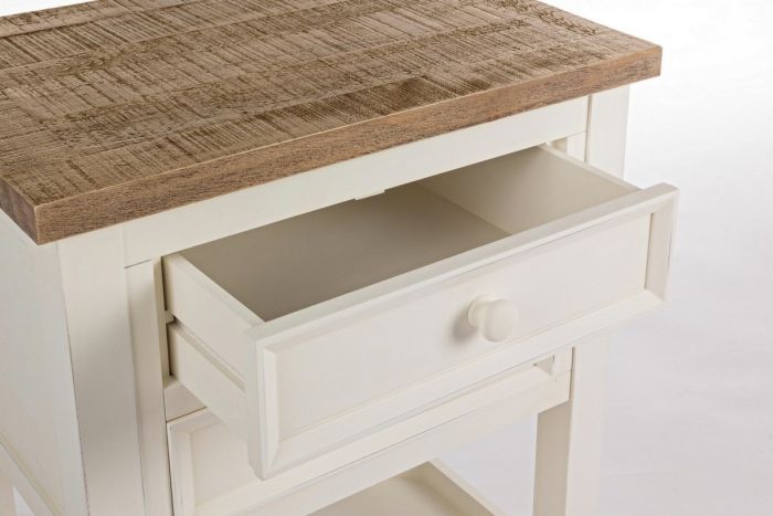 Mesita de Noche Madera Pino Blanco/Natural, 50'5 Cm