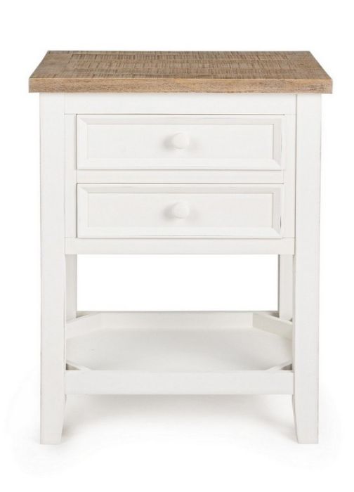Mesita de Noche Elvia Madera Pino Blanco/Natural, 50'5 Cm