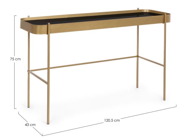 Consola Vidrio Acero Dorado, 120'5 Cm
