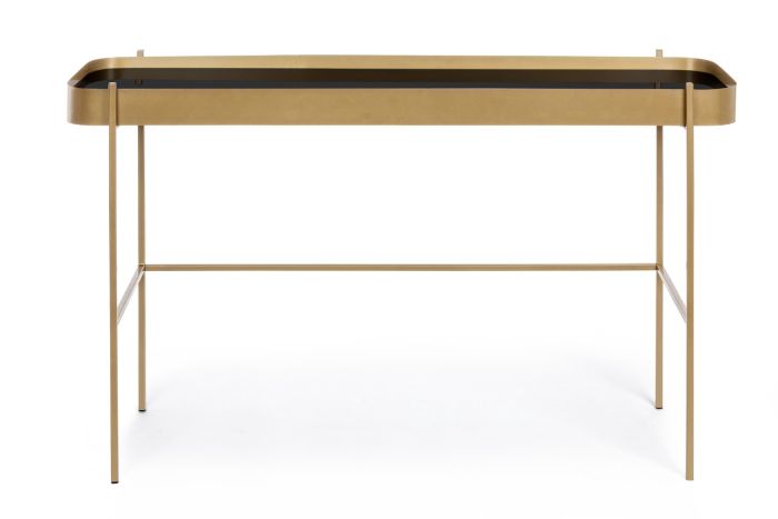 Consola Vidrio Acero Dorado, 120'5 Cm