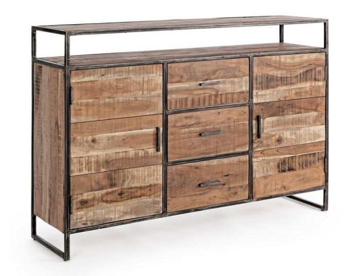 Aparador 2 Puertas 3 Cajones Elmer Madera Maciza Acacia, 150 Cm