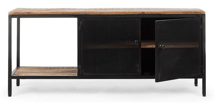 Mueble TV Acero Madera Mango, 120 Cm