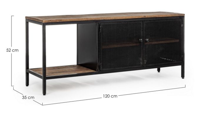 Mueble TV Acero Madera Mango, 120 Cm