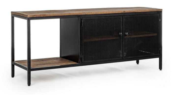Mueble TV Roderic Estilo Industrial Acero Madera Mango, 120 Cm