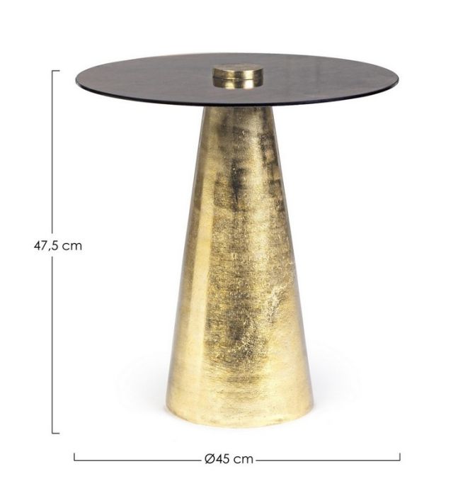 Mesa Auxiliar Dinpal Vidrio Aluminio Acabado Dorado, Ø45 Cm 