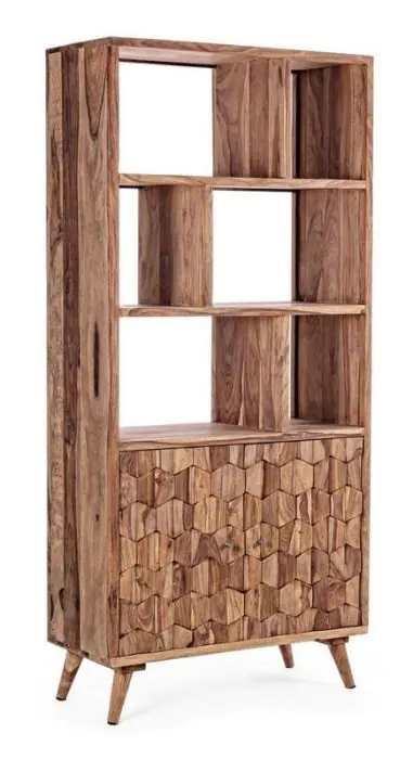 Estantería Kant Diseño Geométrico Estilo Vintage Madera Sheesham Acero, 89'5 Cm