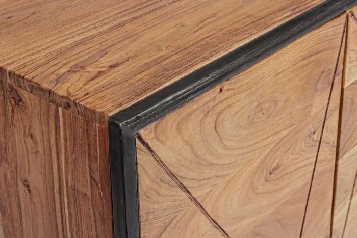 Aparador Diseño Madera Acacia Acero, 175 Cm