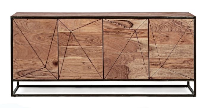 Aparador Egon Diseño Actual Estilo Moderno Madera Acacia Acero, 175 Cm