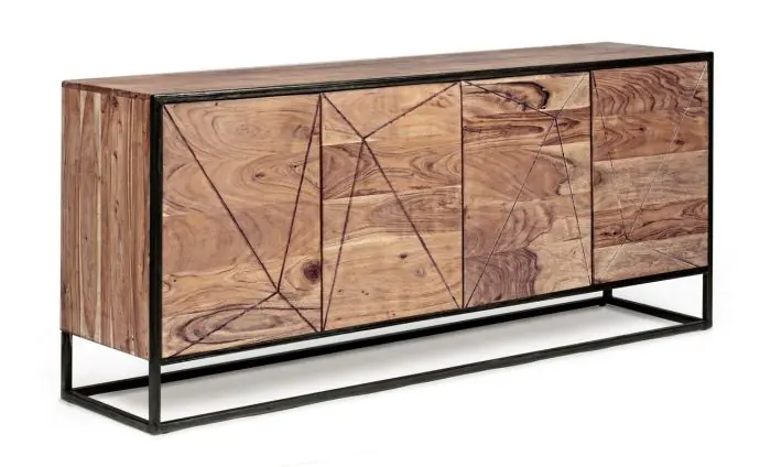 Aparador Egon Diseño Actual Madera Acacia Acero, 175 Cm