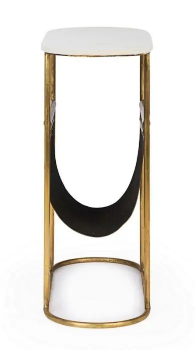 Mesa Auxiliar Revistero Mármol Metal Dorado, 53 Cm