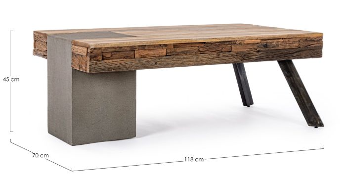 Mesa Centro Madera Mango Madera Reciclada Acero, 118 Cm